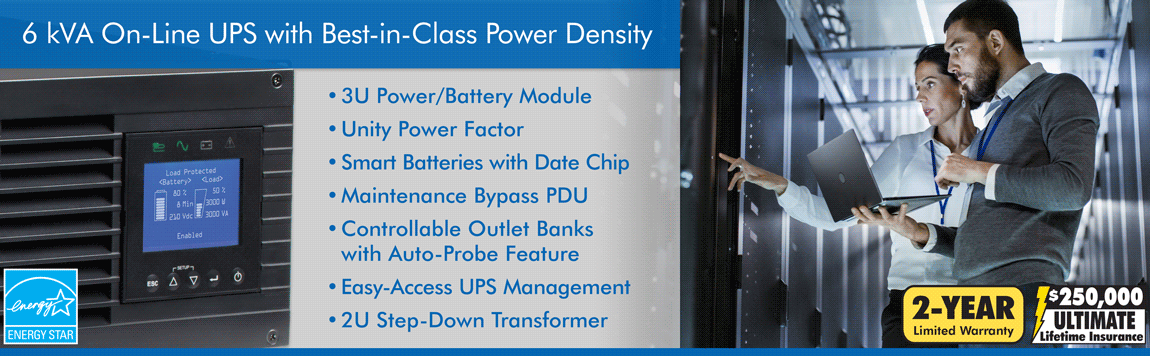 TRIPP LITE SU6KRT3UTFMB 6000 VA 6000W 18 Outlets 208/240V On-Line UPS ...