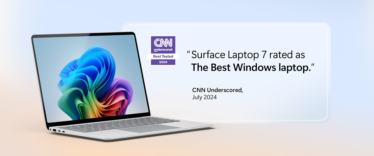 "Surface Laptop 7 rated as The Best Windows laptop." CNN Underscored, July 2024