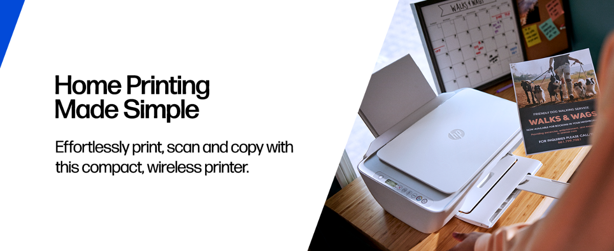 Compact wireless HP home printer—effortlessly print, scan, and copy with easy setup