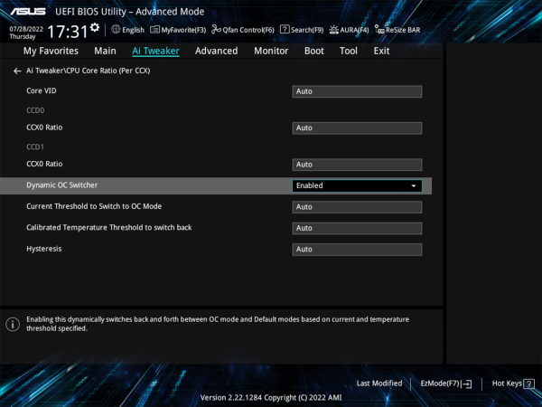 Dynamic OC Switcher UI settings