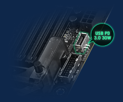 The Strix Z790-F II features a USB 20Gbps front-panel connector with 30W charging.