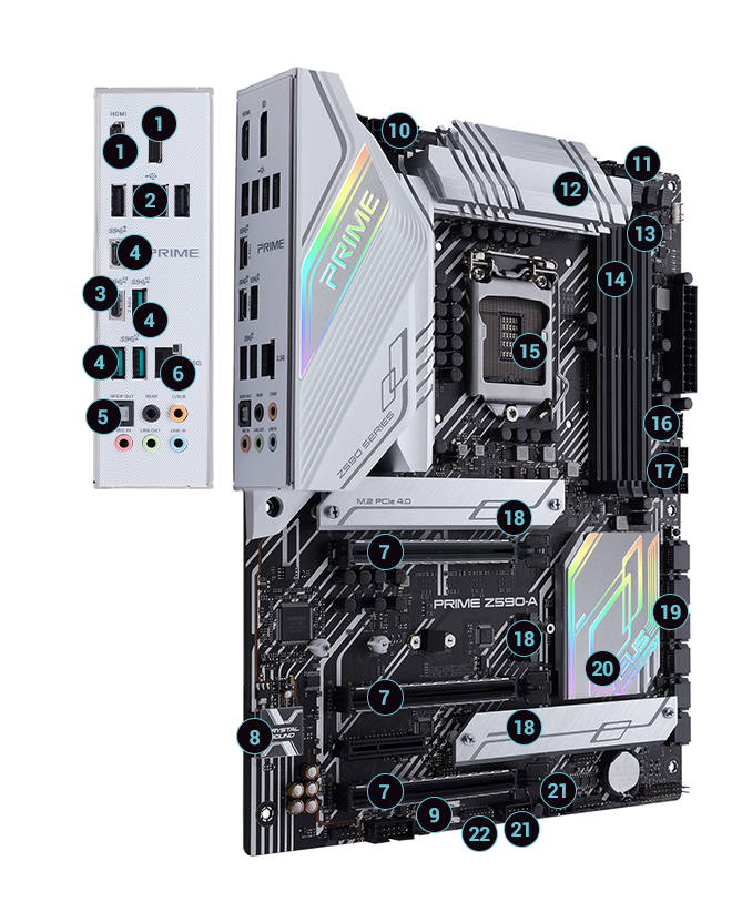 ASUS Prime Z590-A LGA 1200 (Intel 11th/10th Gen) ATX Motherboard (14+2  DrMOS Power Stages, 3 x M.2, Intel 2.5Gb LAN, USB 3.2 Front Panel Type-C, 