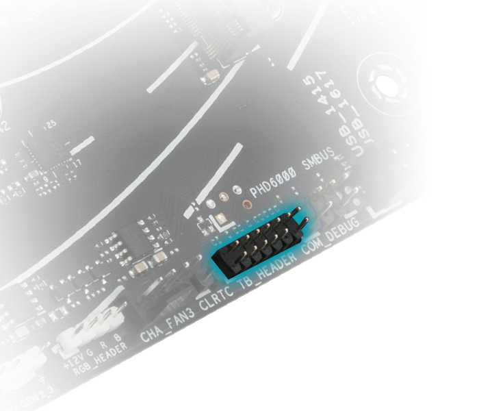 Das PRIME B650-PLUS WIFI Mainboard verfügt über einen Thunderbolt™ USB4 Header.