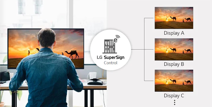 LG 55” UR340C Series UHD Commercial TV with Management Software, Scheduler  and Certified Crestron Connected®, Black