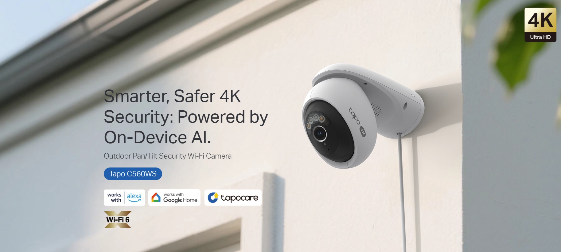 TP-Link Tapo C560WS – Telecamera Esterna Wi-Fi 6 4K 8MP Con Visione Notturna Colori, Riconoscimento Facciale, Impermeabile IP66