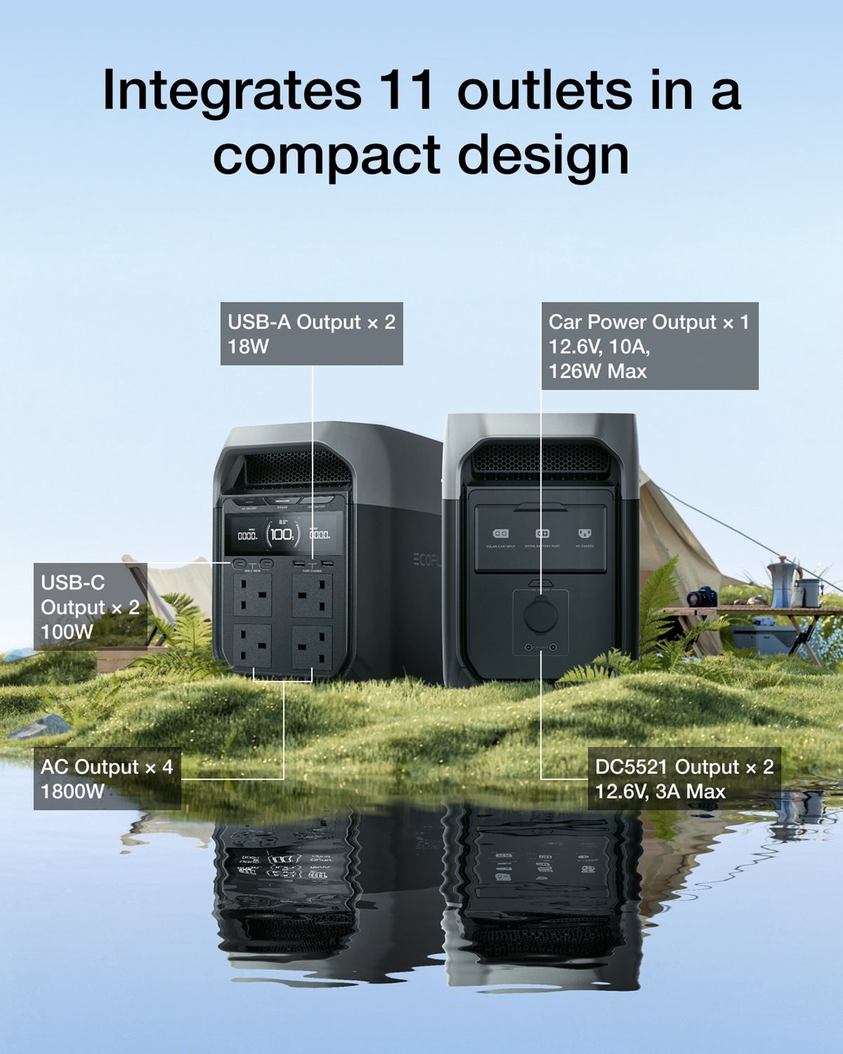 Integrates 11 outlets in a compact design