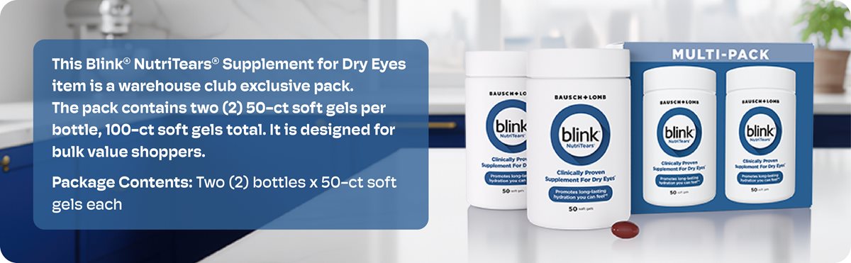 Blink NutriTears Supplement for Dry Eyes, 50 Soft Gels, 2 Pack