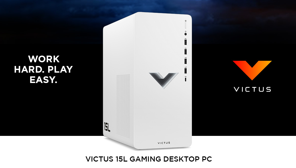 HP Victus 15L Gaming Desktop PC, AMD Ryzen 5 5600G, AMD RX6400, 8GB RAM,  512GB SSD, Mica Silver, Windows 11 Home, TG02-0013w