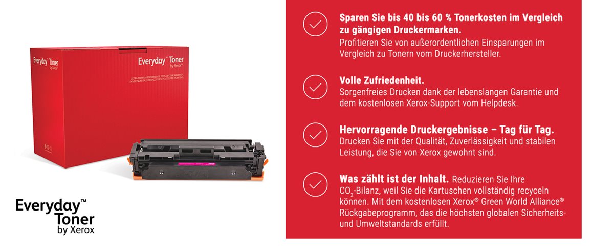 A box and cartridge of Everyday Toner by Xerox.
