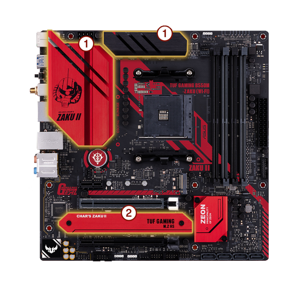 ASUS TUF GAMING B550M (WI-FI) - ZAKU II EDITION - motherboard - micro ATX -  Socket AM4 - AMD B550 Chipset - USB-C Gen2, USB 3.2 Gen 1, USB 3.2 Gen 2 -  ...