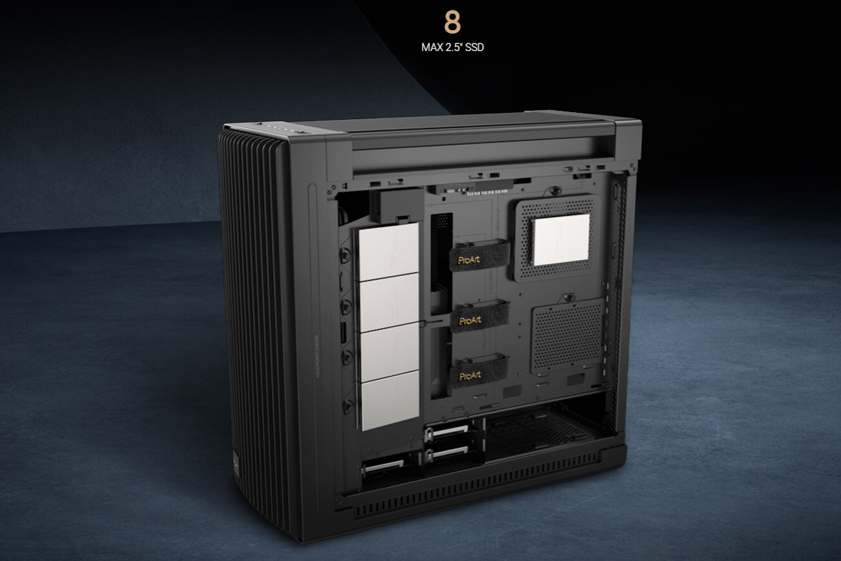 Das ProArt PA602 Gehäuse unterstützt 8 SSDs