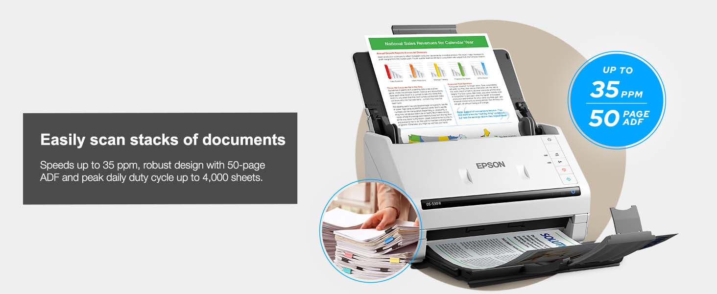 Epson Color Duplex Document Scanner - DS-530 II : Printers, Ink & Toner