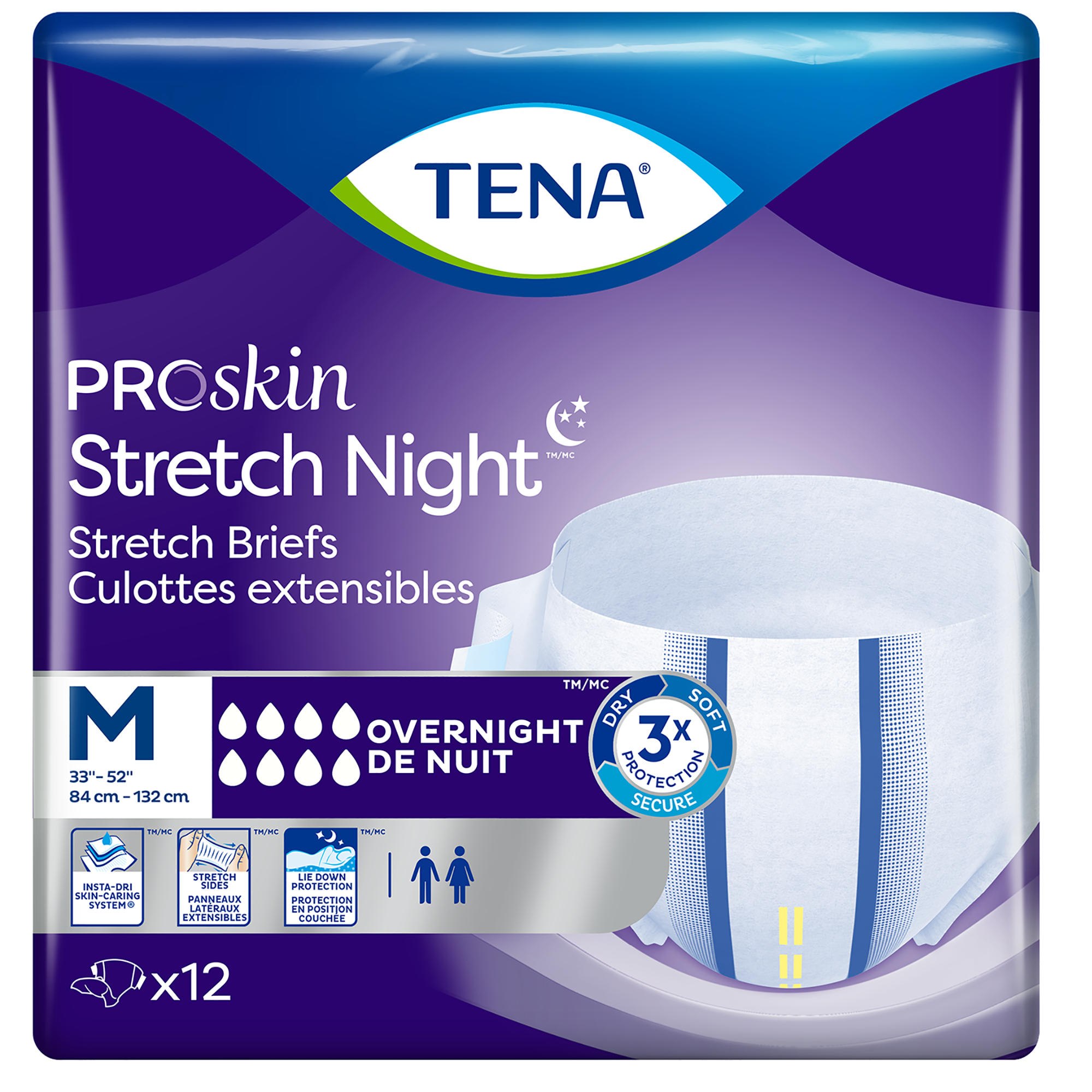 TENA Proskin Stretch Unisex Overnight Brief for Incontinence