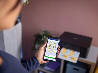 A person printing from the Brother Mobile Connect app