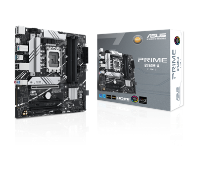 Intel® B760 (LGA 1700) mATX motherboard with PCIe® 4.0, DDR5, two M.2 slots, Realtek 2.5 Gb Ethernet, DisplayPort™, Dual HDMI™, SATA 6 Gbps, rear USB 3.2 Gen 2, front USB 3.2 Gen 1 Type-C®, Aura Sync