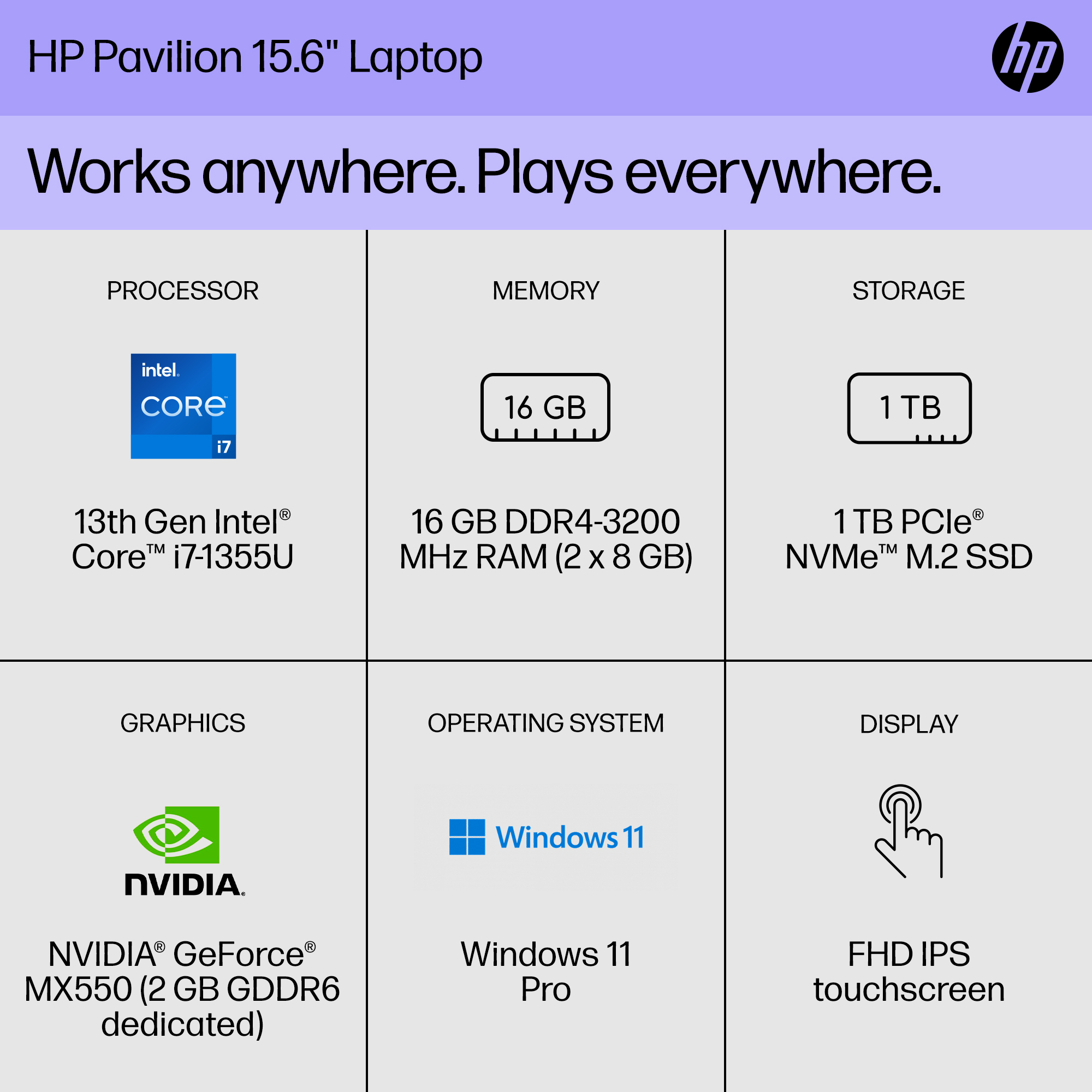 HP 14 Laptop - 13th Gen Intel Core i3-1315U - 1080p - Windows 11