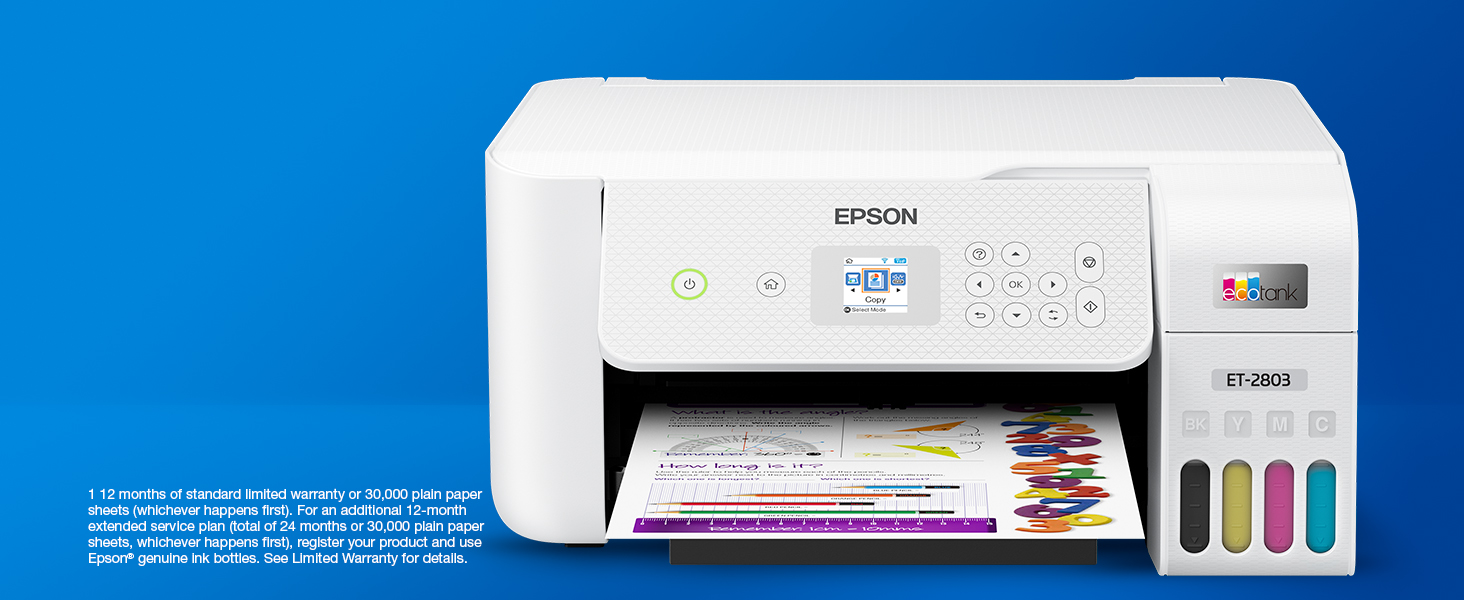 Epson EcoTank ET-2803 Wireless All-in-One Cartridge-Free Printer 