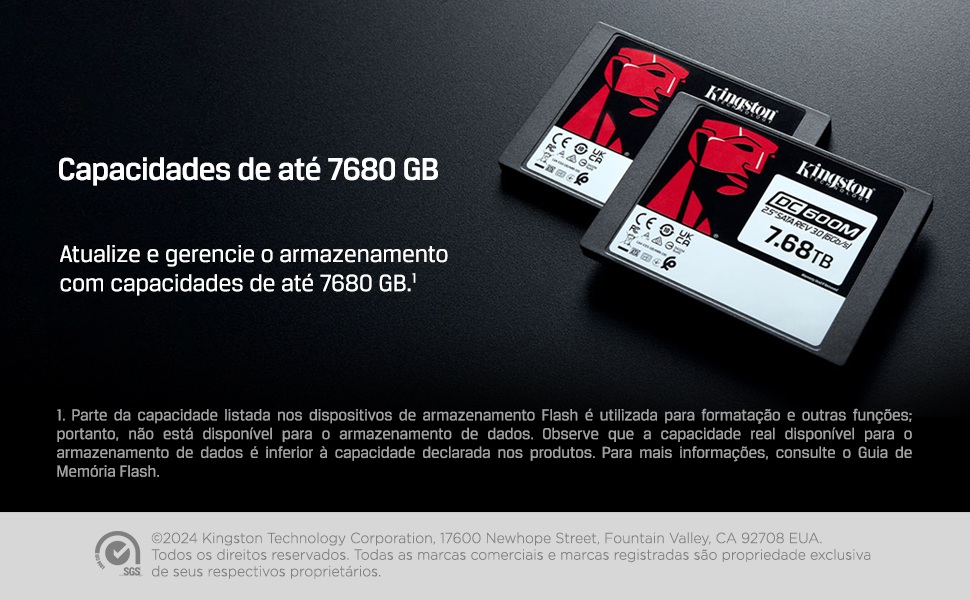 SSD KINGSTON 7680GB DATA CENTER DC600M SATA3 2,5 LEITURA 560MB/S