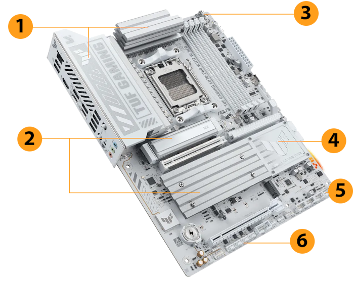 TUF Gaming Mainboard Vorderansicht, 45 Grad