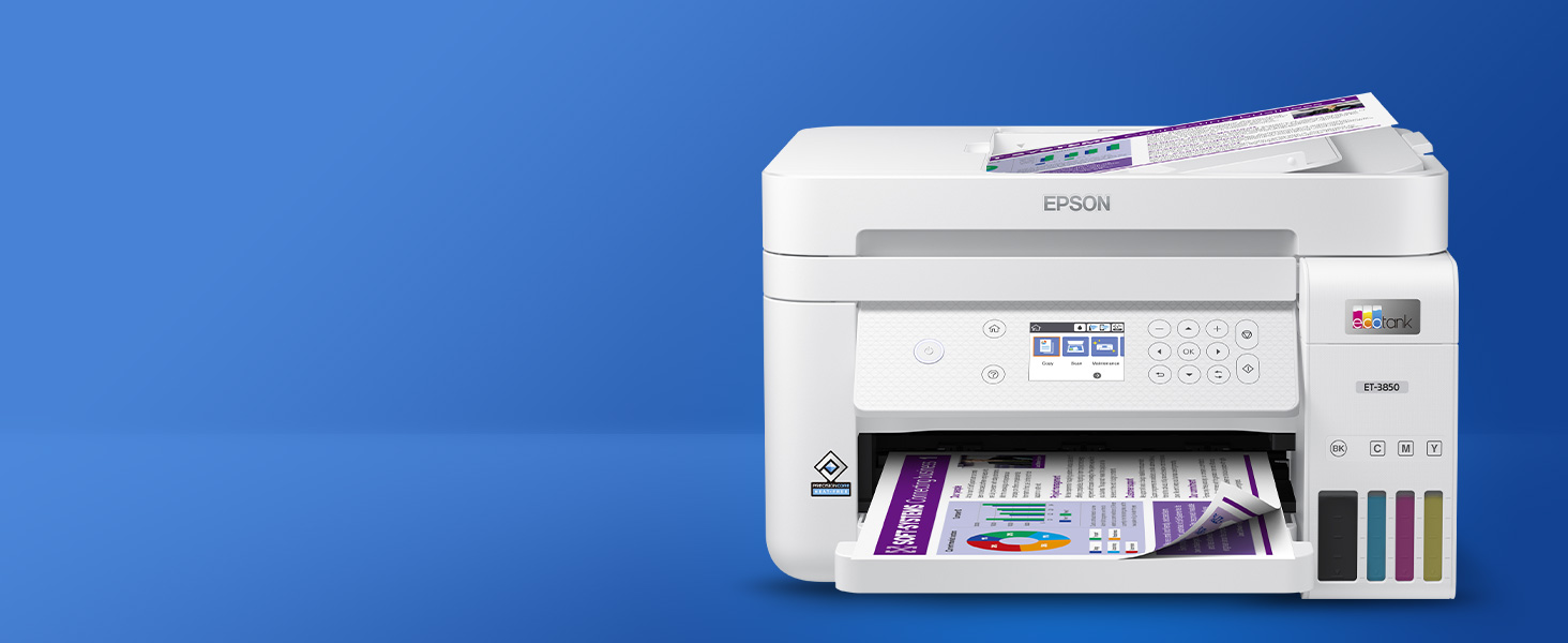 Epson EcoTank ET-3850 Impresora Supertank inalámbrica a color todo en uno  sin cartuchos con escáner, copiadora, ADF y Ethernet, la impresora perfecta