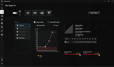 Armoury Crate Fan Xpert 2+ setting UI