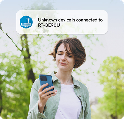 Woman looking at her mobile for a notification