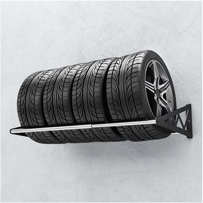 SafeRacks Tire Rack mounted to wall with tires
