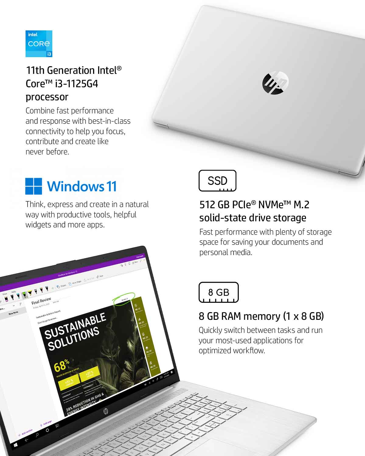 HP Laptop Home NVMe, UHD 2 11 Win Value i3 RAM - 1125G4 / GHz - - - 17-cn0273st 512 Intel 8 - GB IPS Core GB 17.3\