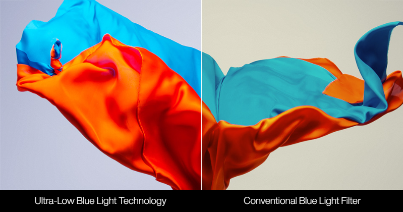 Comparison of ProArt Display with and without low bule light technology