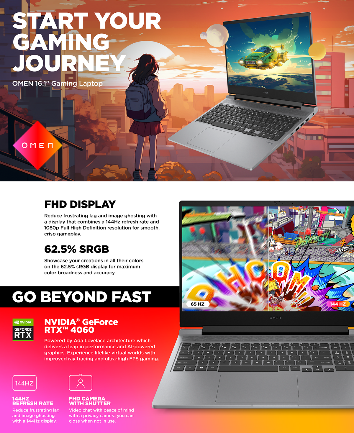 Start your gaming journey. OMEN 16.1” Gaming Laptop. OMEN 16.1” Gaming Laptop shows gaming screen