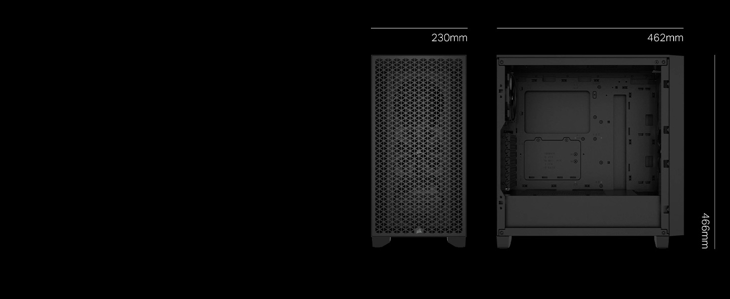 CORSAIR 3000D AIRFLOW Mid-Tower PC Case - Black - 2x SP120 ELITE Fans - Four -Slot GPU Support – Fits up to 8x 120mm fans - High-Airflow Design 