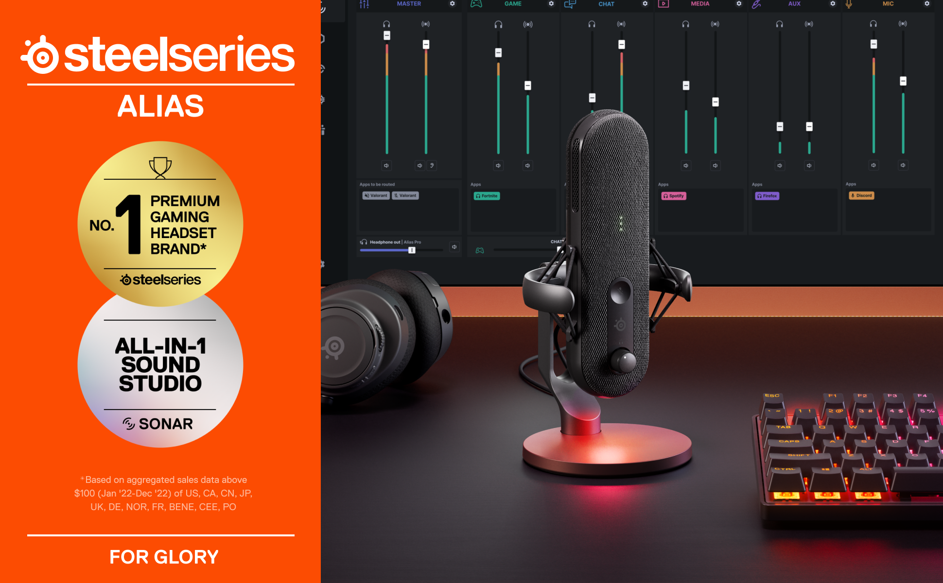 SteelSeries Alias Pro Kit — XLR Mic + Stream Mixer — 3x Bigger Capsule for  Gaming, Streaming and Podcasting — USB/XLR Interface — Free Sonar Audio