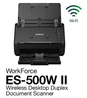 WorkForce ES-500W II Wireless Duplex Desktop Document Scanner