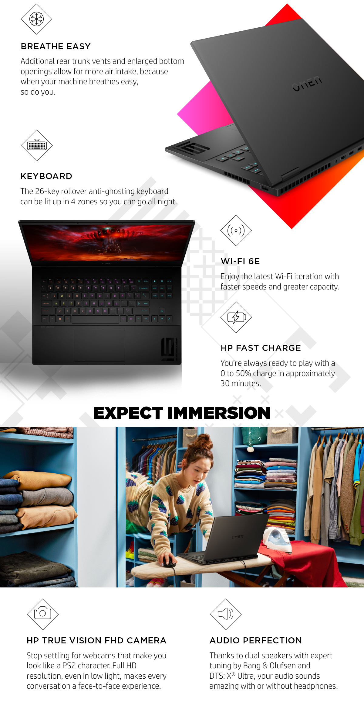Rear and keyboard of OMEN laptop for gaming