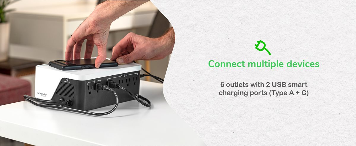 Mobile phone being connected with APC Back-UPS BE Series BE700G3 via USB port