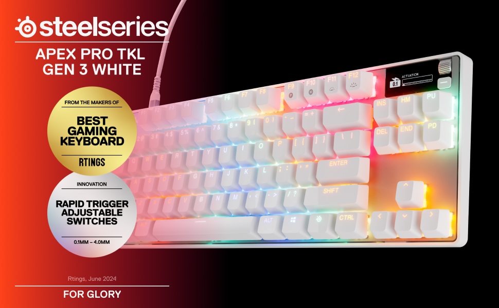 SteelSeries Apex Pro TKL Gen 3 Wired Gaming Keyboard - White