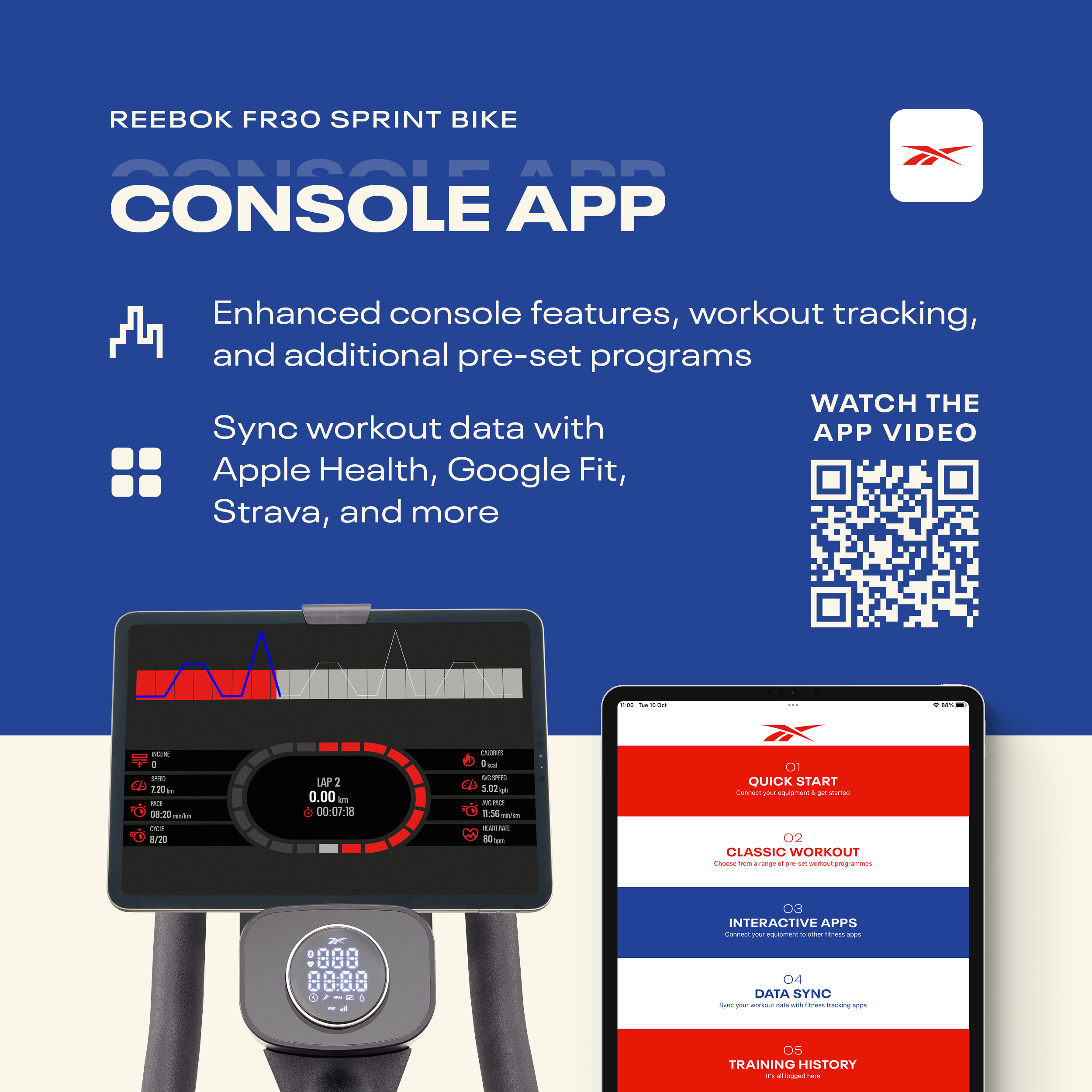 Buy Reebok FR30 Sprint Exercise Bike with Connected Fitness