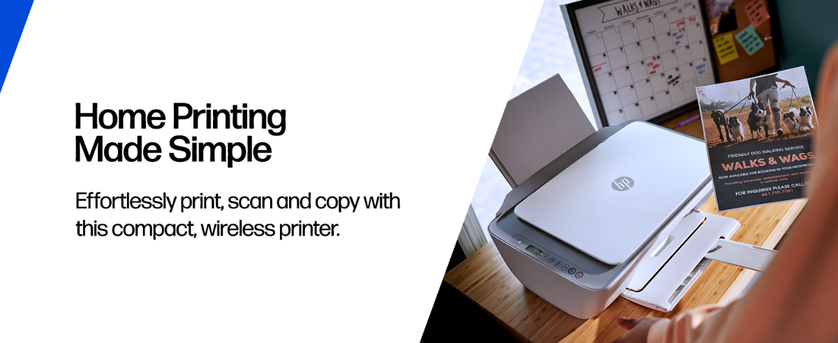 Compact wireless HP home printer—effortlessly print, scan, and copy with easy setup
