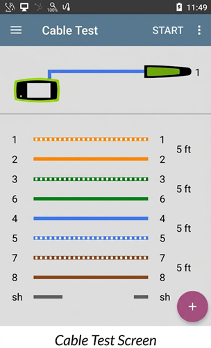 Cable Test – Validate cabling for proper termination, test for length, common miswires, and distance to fault