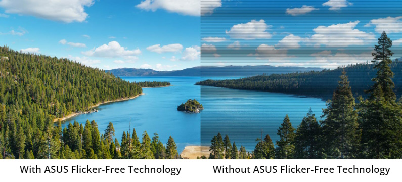 The image with and without Flicker-Free Technology