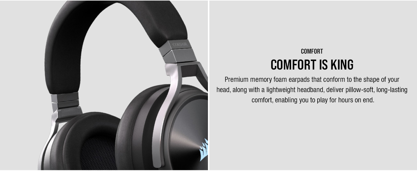 Corsair Virtuoso RGB Wireless Gaming Headset with 7.1 Surround Sound,  Broadcast Microphone, Memory Foam Earcups, 20hr Battery - For PC, PS4