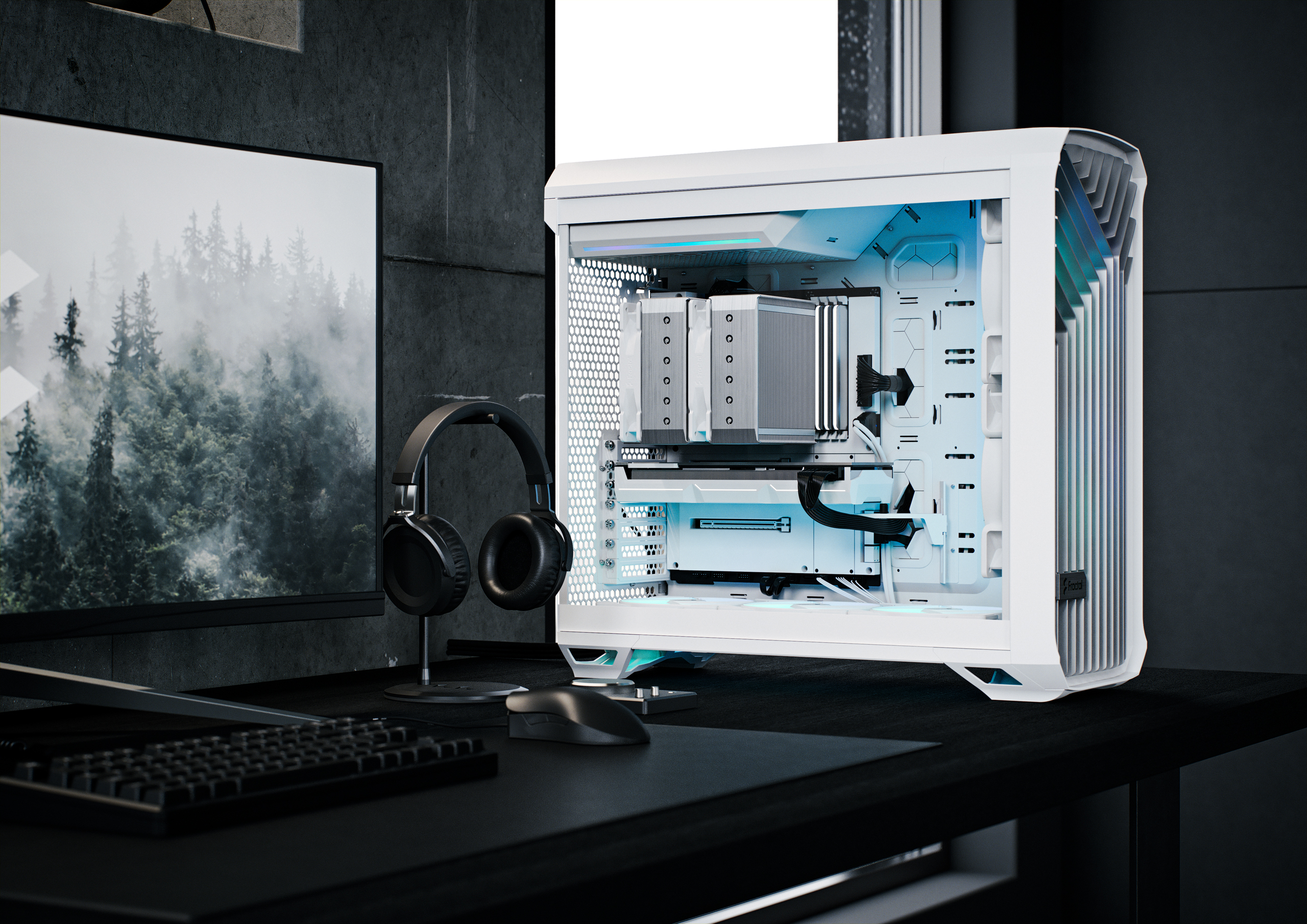 Fractal Design Torrent White E-ATX Tempered Glass Window High-Airflow Mid  Tower Computer Case