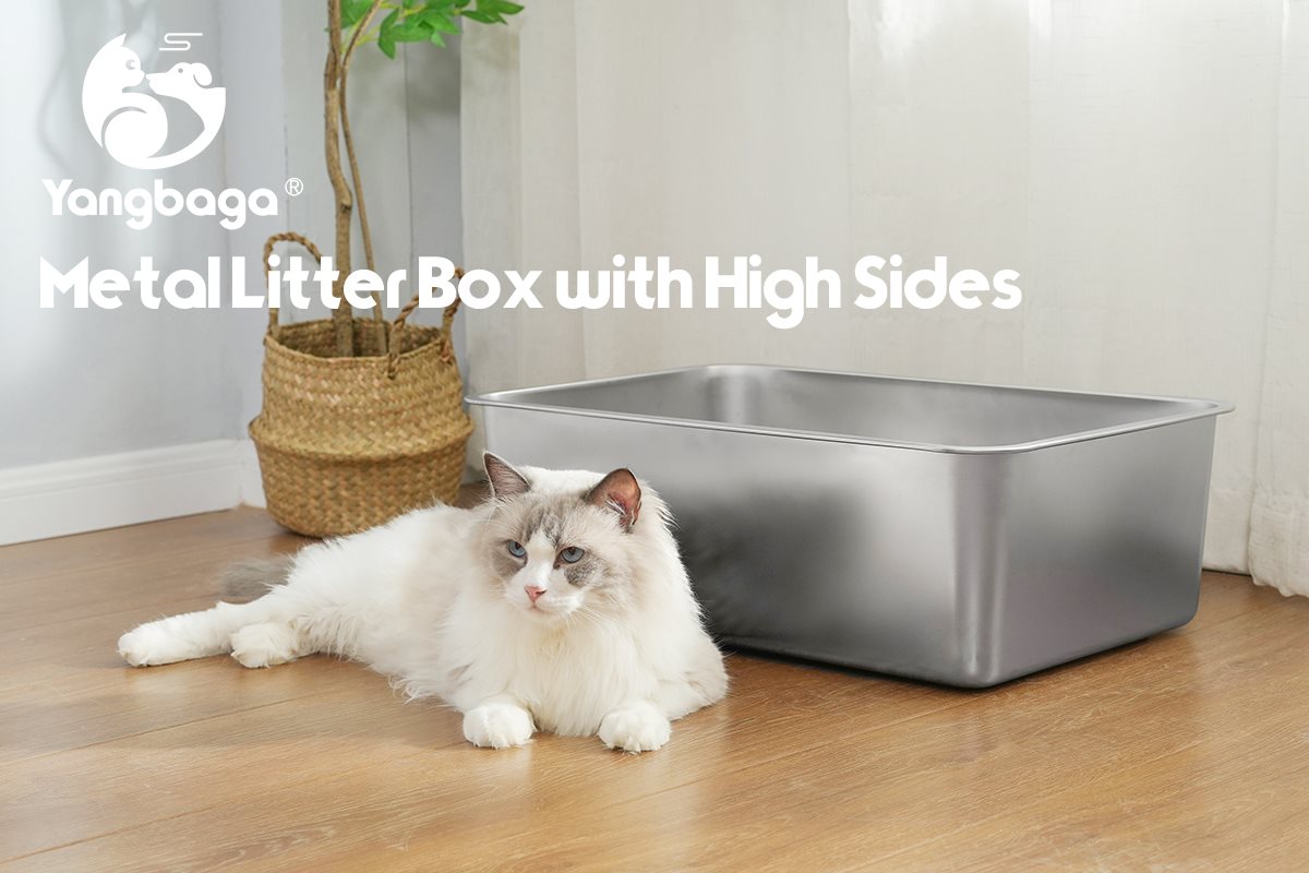 Yangbaga Stainless Steel Litter Box for Cat and Rabbit,Odor Control Litter  Pan,Non Stick Easy to Clean,Never Bend,Rust Proof High Sides Non Slip Rubber  Feets 