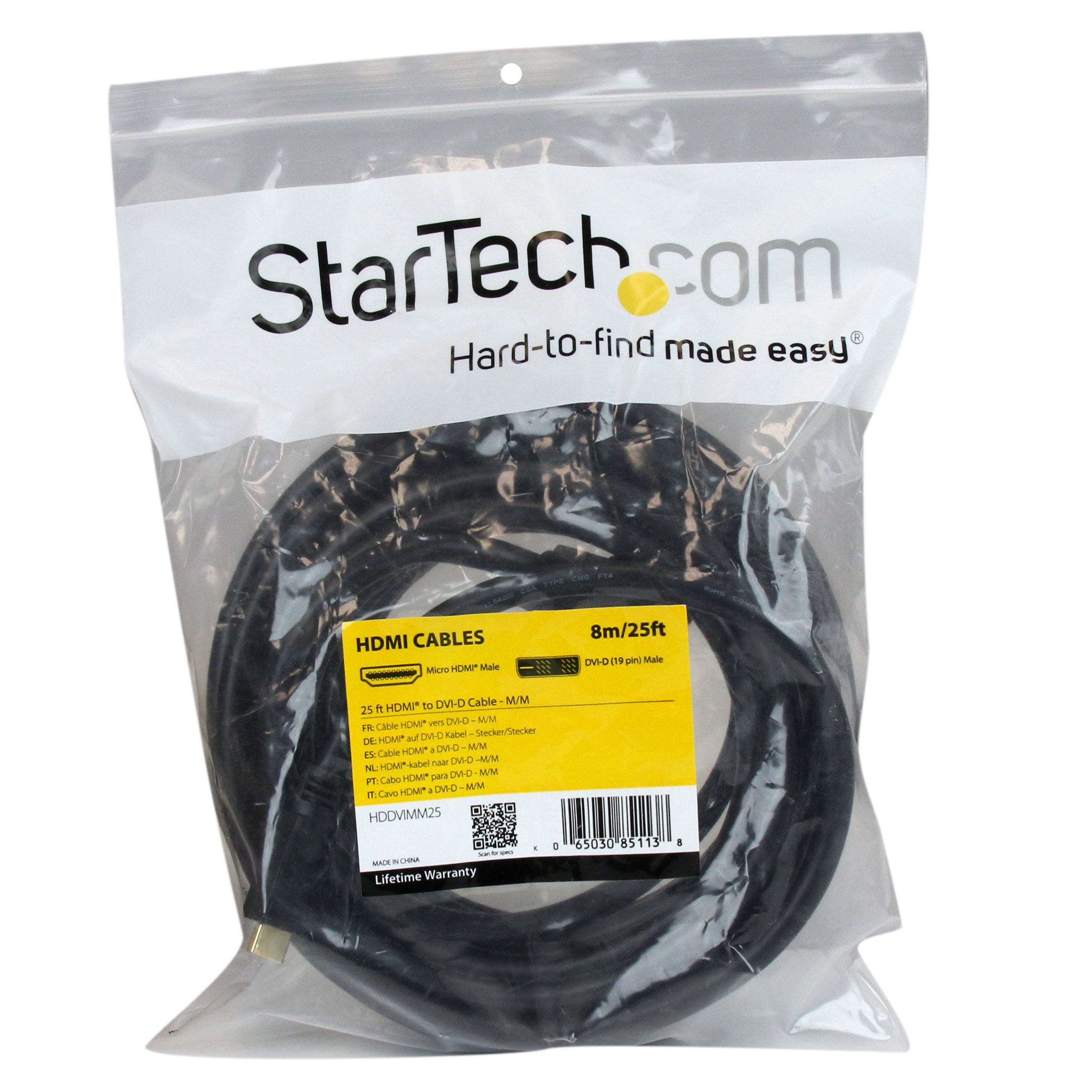StarTech.com HDDVIMM25 25 ft. HDMI to DVI-D Cable 