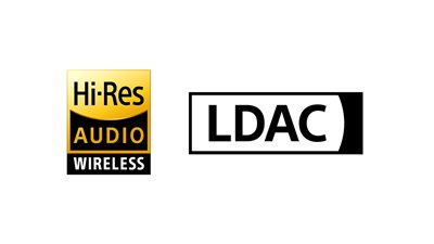 Logos for Hi-Res Audio Wireless and LDAC
