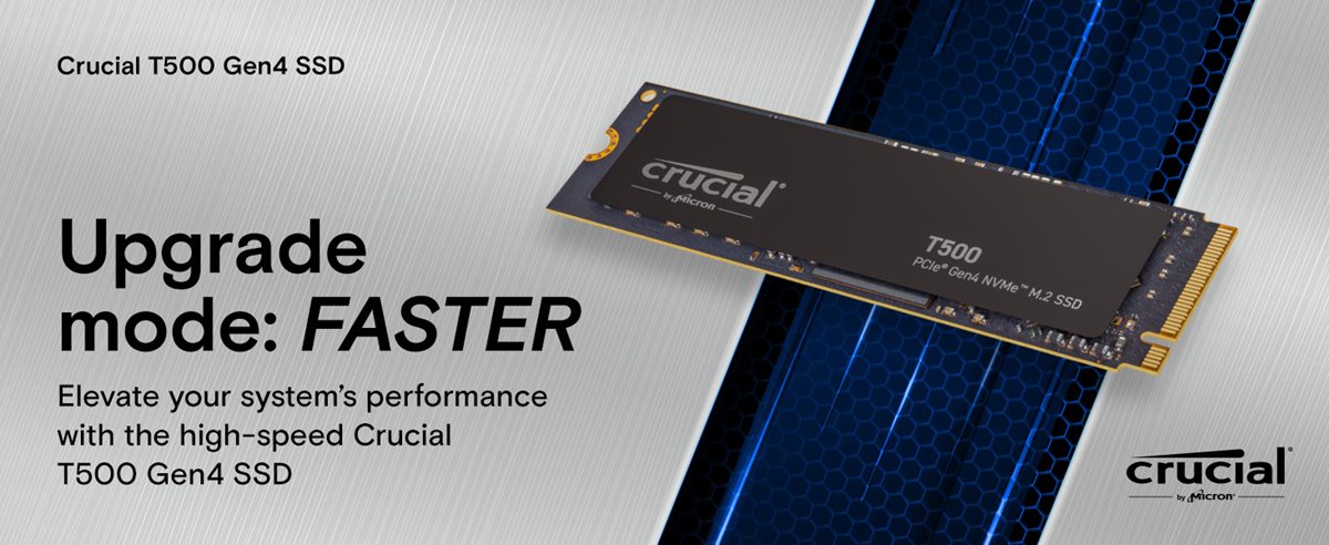 Crucial T500 500GB Gen4 NVMe M.2 Internal Gaming SSD, Up to 7200MB/s,  laptop & desktop Compatible + 1mo Adobe CC All Apps - CT500T500SSD8 