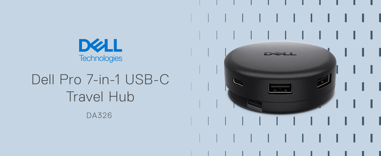 Dell Pro DA326 7 in 1 USB C Universal Multiport Travel Hub Black