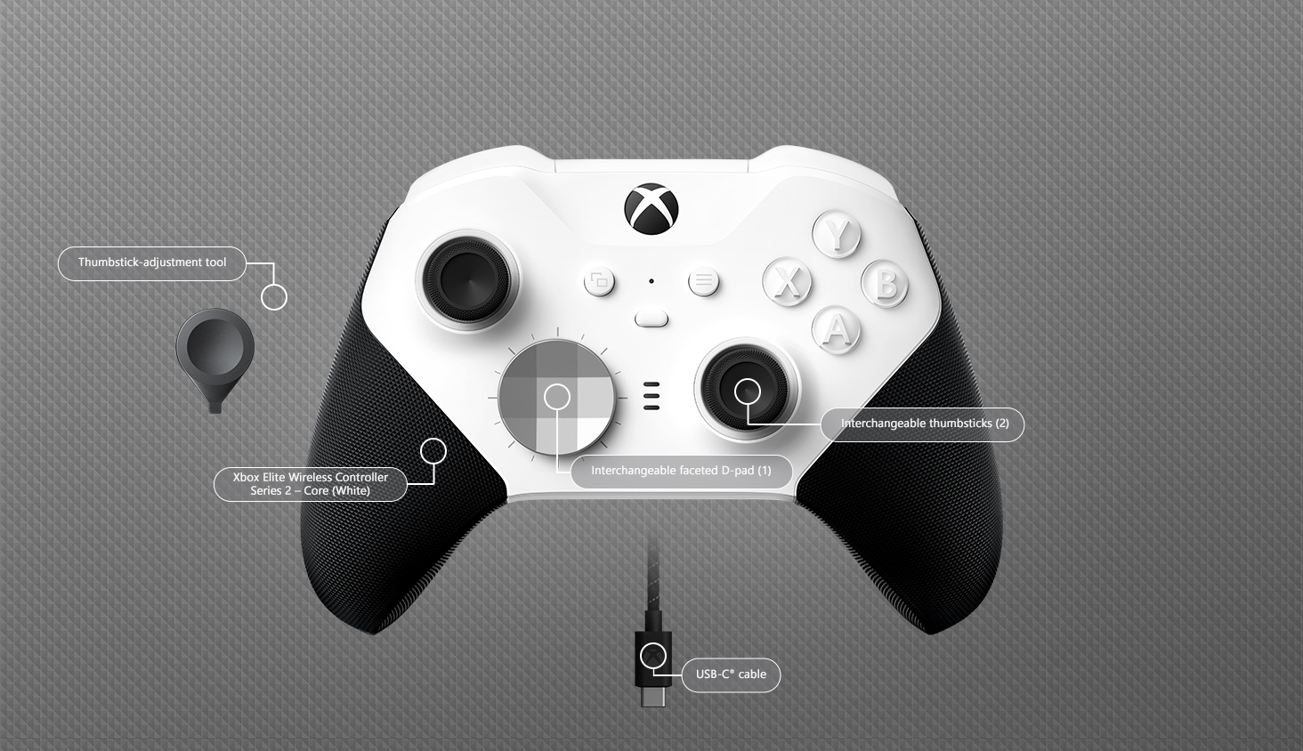MICROSOFT Accessori Xbox series X / S CONTROLLER WIRELESS ELITE PER XBOX  SERIES 2 - CORE (BIANCO)