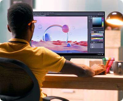 A creator doing photo editing on the ProArt Display