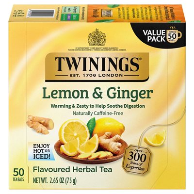 Twinings® Lemon & Ginger Herbal Tea Bags, 50 CT
